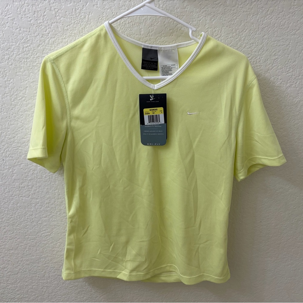 Nike Women's Light baby Yellow V-Neck Tee dry fit